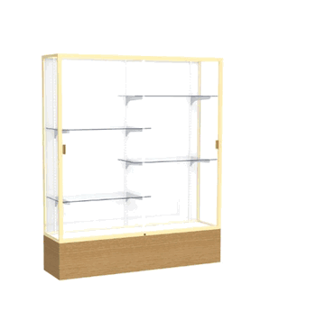 Reliant Natural Oak case, White Laminate Back w/ Champagne aluminum frame finish, 72"H x 60"W x 16"D - Click to enlarge