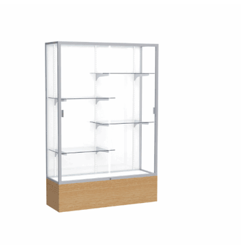 Reliant Natural Oak case, White Laminate Back w/ Satin Natural aluminum frame finish, 72"H x 48"W x 16"D - Click to enlarge