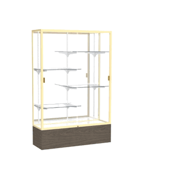 Reliant Walnut Vinyl case, Mirror Back w/ Champagne aluminum frame finish, 72"H x 48"W x 16"D - Click to enlarge