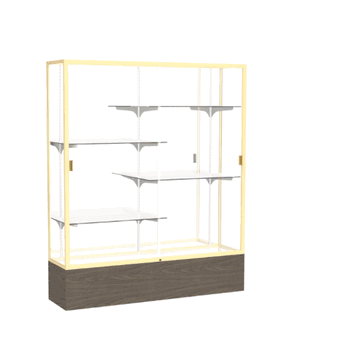 Reliant Walnut Vinyl case, Mirror Back w/ Champagne aluminum frame finish, 72"H x 60"W x 16"D - Click to enlarge