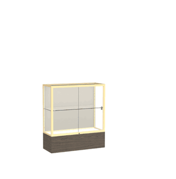 Reliant Walnut Vinyl case, Plaque Fabric Back w/ Champagne aluminum frame finish, 40"H x 36"W x 14"D - Click to enlarge