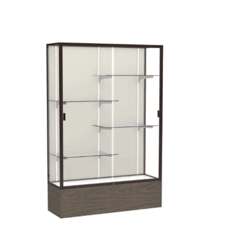 Reliant Walnut Vinyl case, Plaque Fabric Back w/ Dark Bronze aluminum frame finish, 72"H x 48"W x 16"D - Click to enlarge