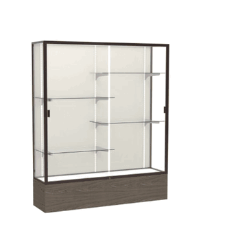 Reliant Walnut Vinyl case, Plaque Fabric Back w/ Dark Bronze aluminum frame finish, 72"H x 60"W x 16"D - Click to enlarge