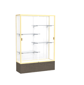 Reliant Walnut Vinyl case, White Laminate Back w/ Champagne aluminum frame finish, 72"H x 48"W x 16"D - Click to enlarge