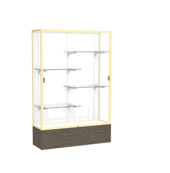 Reliant Walnut Vinyl case, White Laminate Back w/ Champagne aluminum frame finish, 72"H x 48"W x 16"D - Click to enlarge