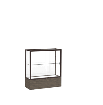 Reliant Walnut Vinyl case, White Laminate Back w/ Dark Bronze aluminum frame finish, 40"H x 36"W x 14"D - Click to enlarge