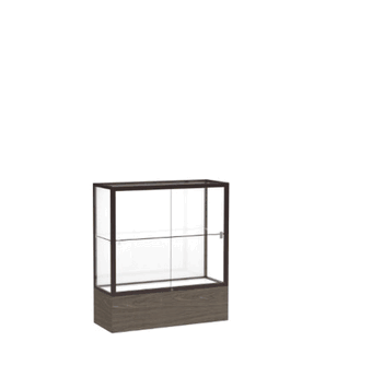 Reliant Walnut Vinyl case, White Laminate Back w/ Dark Bronze aluminum frame finish, 40"H x 36"W x 14"D - Click to enlarge