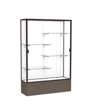 Reliant Walnut Vinyl case, White Laminate Back w/ Dark Bronze aluminum frame finish, 72"H x 48"W x 16"D - Click to enlarge