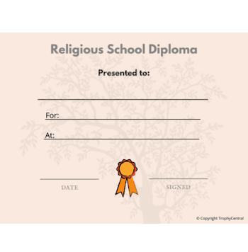 Religious School Diploma - Click to enlarge