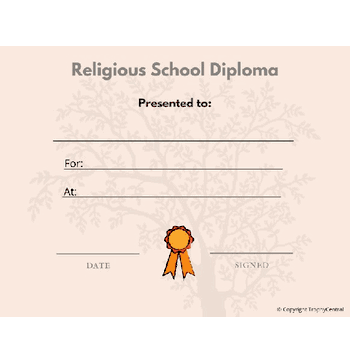 Religious School Diploma - Click to enlarge