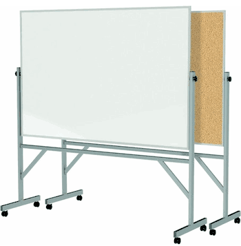Reversible Whiteboard / Cork Bulletin Board with Aluminum Frame, 4'H x 6'W - Click to enlarge