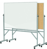 Reversible Whiteboard / Cork Bulletin Board with Aluminum Frame, 4'H x 6'W