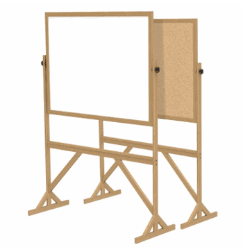 Reversible Whiteboard / Cork Bulletin Board with Wood Frame, 3'H x 4'W - Click to enlarge