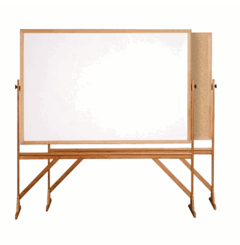 Reversible Whiteboard / Cork Bulletin Board with Wood Frame, 4'H x 6'W - Click to enlarge