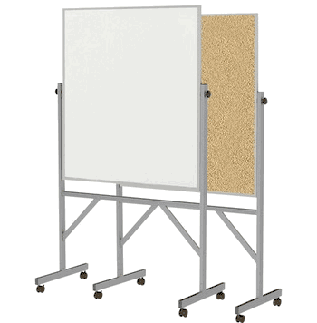 Reversible Whiteboard / Natural Cork Bulletin Board with Aluminum Frame, 4'H x 3'W - Click to enlarge