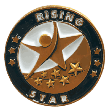 Rising Star Gold Enamel Lapel Pin - Click to enlarge