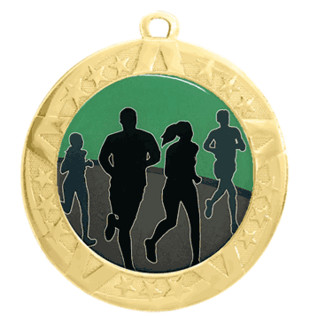 Epoxy Dome Insert Gold Frame Medal: Running - Click to enlarge