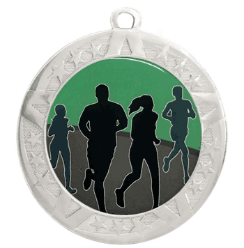 Epoxy Dome Silver Frame Insert Medal: Running - Click to enlarge