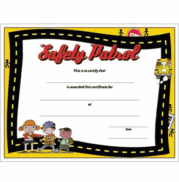 Safety Patrol Certificates - Click to enlarge