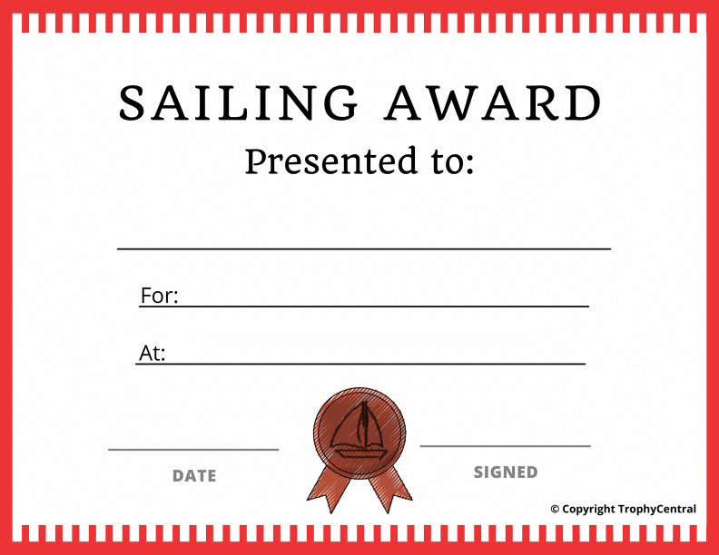 Free Sailing Certificate Template TrophyCentral