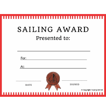 Sailing Award Free Template - Click to enlarge