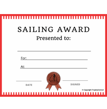 Sailing Award Free Template - Click to enlarge