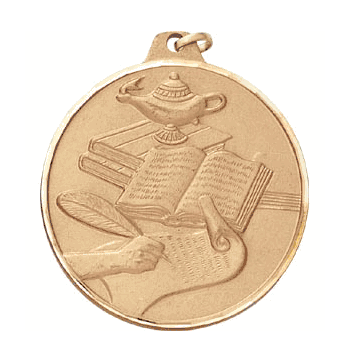 Scholastic Achievement - 2 Inch Diamond Cut Edge Medal with Ribbon - Click to enlarge