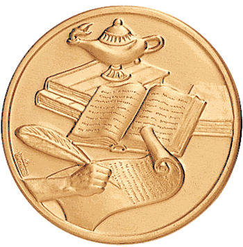 Scholastic Lamp And Books Litho Medal Insert - Click to enlarge