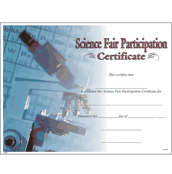 Science Fair Participation Certificates - Click to enlarge