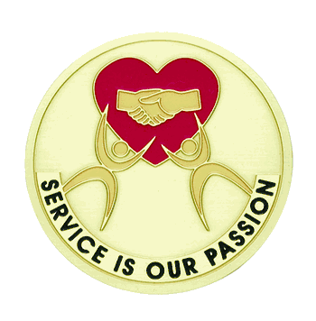 Service Is Our Passion Medal Insert (Etched) - Click to enlarge