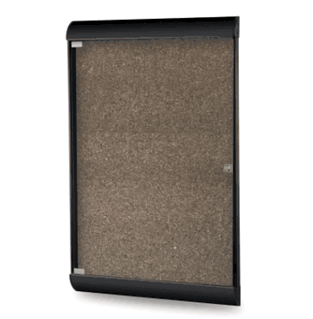Silhouette 1 Door Chocolate Cork Bulletin Board with Black Frame, 4'H x 2'W - Click to enlarge