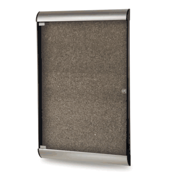 Silhouette 1 Door Chocolate Cork Bulletin Board with Satin Frame, 4'H x 2'W - Click to enlarge