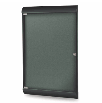 Silhouette 1 Door Vinyl Bulletin Board with Black Frame, 4'H x 2'W, Ebony - Click to enlarge