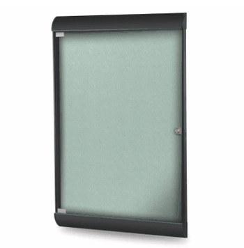 Silhouette 1 Door Vinyl Bulletin Board with Black Frame, 4'H x 2'W, Stone - Click to enlarge
