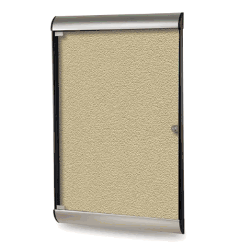 Silhouette 1 Door Vinyl Bulletin Board with Satin Frame, 4'H x 2'W, Caramel - Click to enlarge