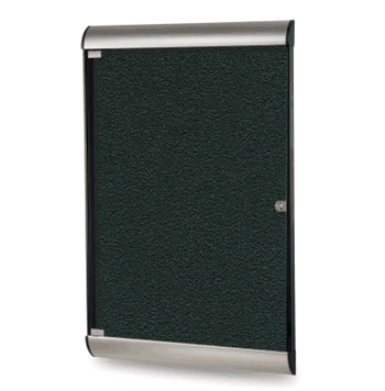 Silhouette 1 Door Vinyl Bulletin Board with Satin Frame, 4'H x 2'W, Ebony - Click to enlarge