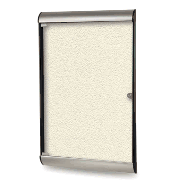Silhouette 1 Door Vinyl Bulletin Board with Satin Frame, 4'H x 2'W, Ivory - Click to enlarge