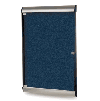 Silhouette 1 Door Vinyl Bulletin Board with Satin Frame, 4'H x 2'W, Navy - Click to enlarge