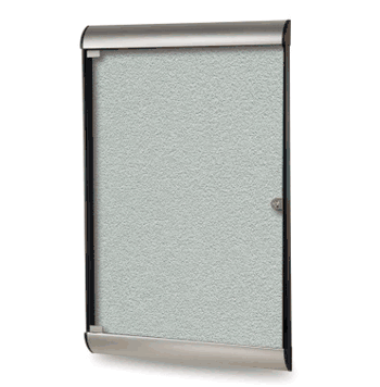 Silhouette 1 Door Vinyl Bulletin Board with Satin Frame, 4'H x 2'W, Silver - Click to enlarge