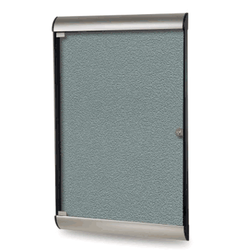 Silhouette 1 Door Vinyl Bulletin Board with Satin Frame, 4'H x 2'W, Stone - Click to enlarge
