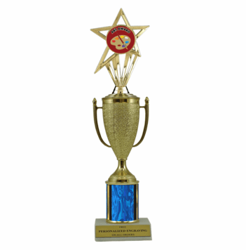 Single Column Art Trophy with Cup & Insert - Click to enlarge