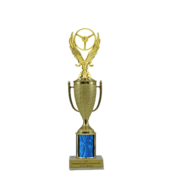 Single Column Cup Trophy - Car Show, Winged Wheel - Click to enlarge