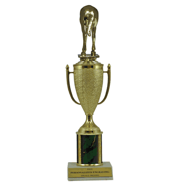 Single Column Cup Trophy - Gag Horses-Rear - Click to enlarge