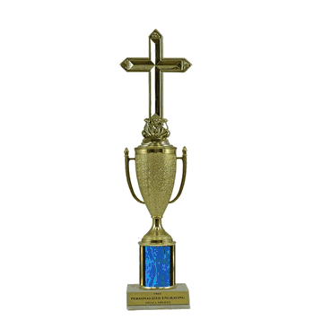 Single Column Cup Trophy - Religious Cross - Click to enlarge