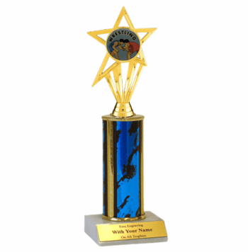 Wrestling Single Column Insert Trophy - Click to enlarge