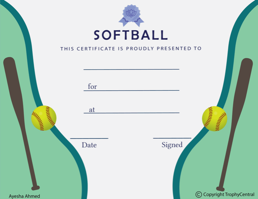 Free Softball Certificate Template TrophyCentral