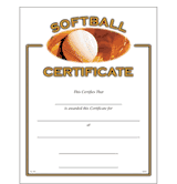 Softball Certificates