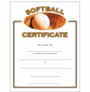 Softball Certificates - Click to enlarge