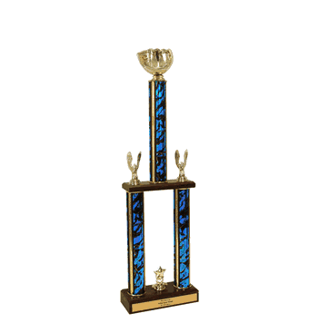 Softball Glove Two Tier Championship Trophy with Wood Base - Click to enlarge