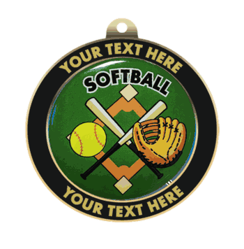 Softball Insert Medal with Personalized Rim - Click to enlarge